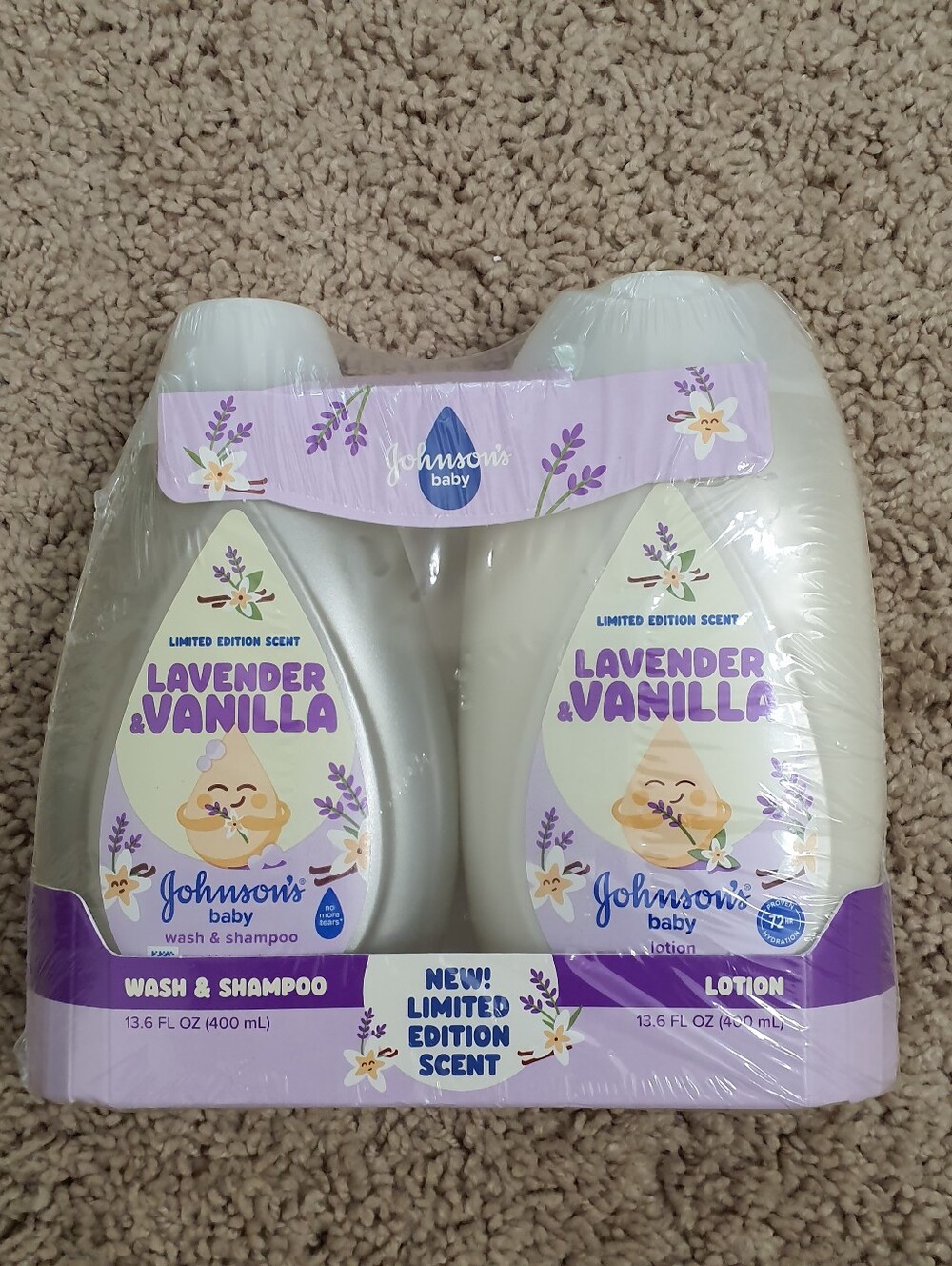 Johnson's Lavender & Vanilla Wash & Shampoo + Lotion 13.6 fl oz Bundle